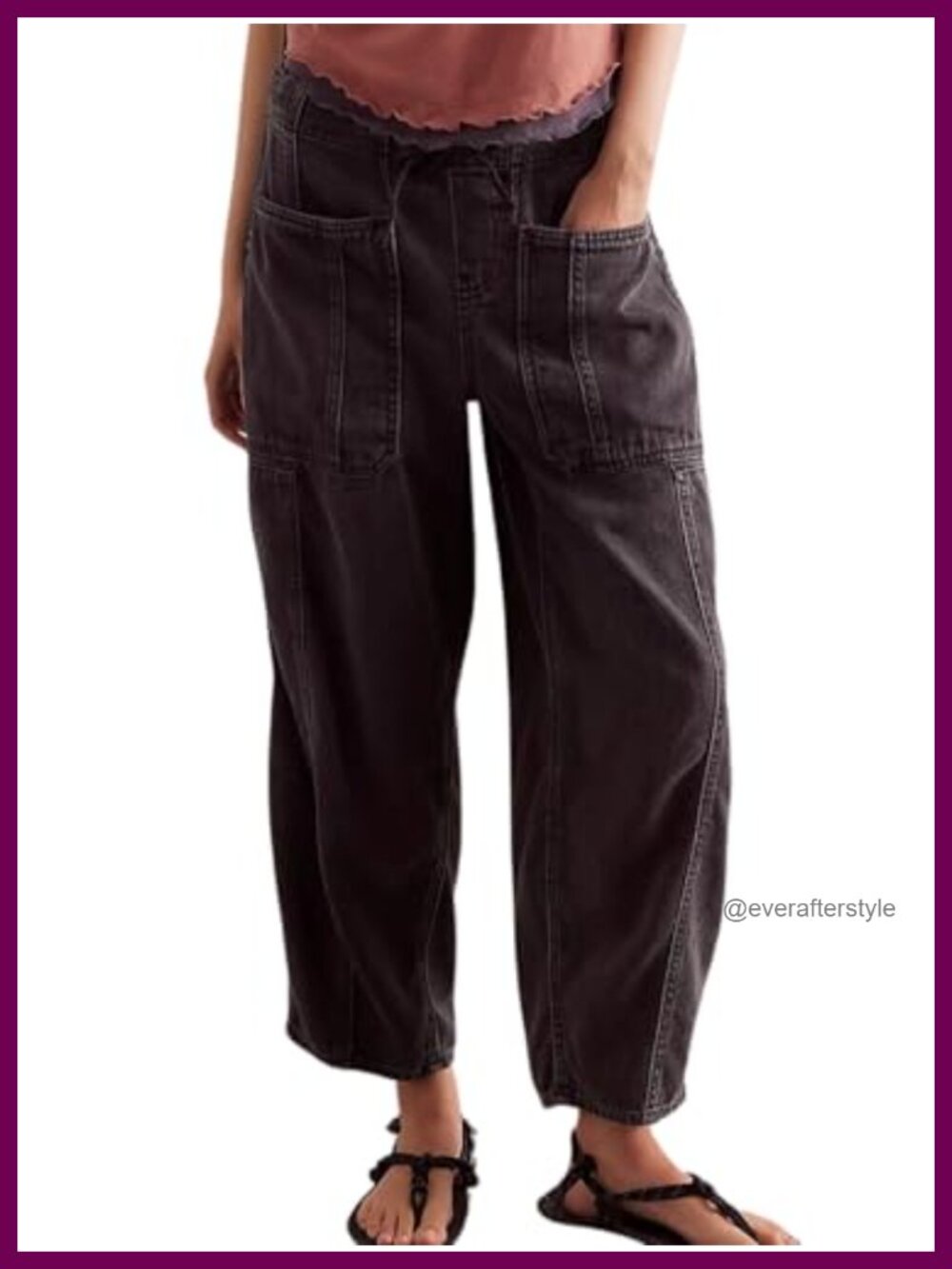 Mid Rise Barrel Jeans Drawstring Boyfriend Denim Pants Harem Y2K